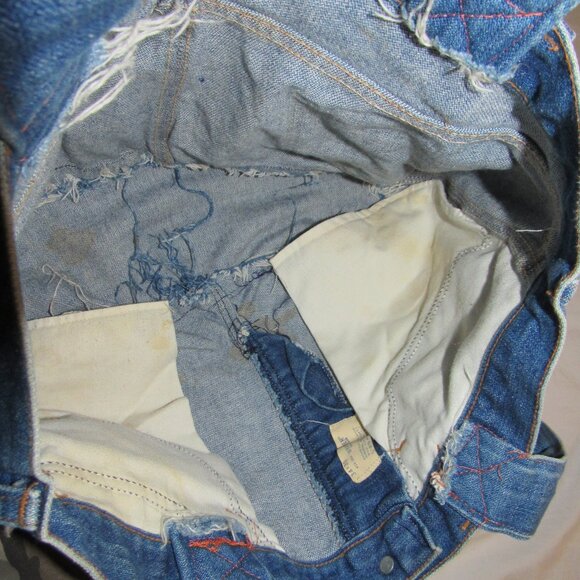 Vintage Wrangler No Fault Jean Denim Shoulder Bag Purse Handmade Tote Indie Boho - Picture 5 of 6